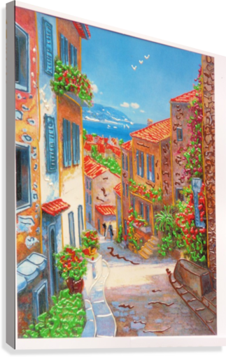 Postcard Canvas Print - Colorful City Drawing (323x511), Png Download