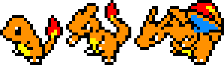 Charmander Charmeleon Charizard - 58mm Pixel Pokemon Starter Badges! (750x220), Png Download