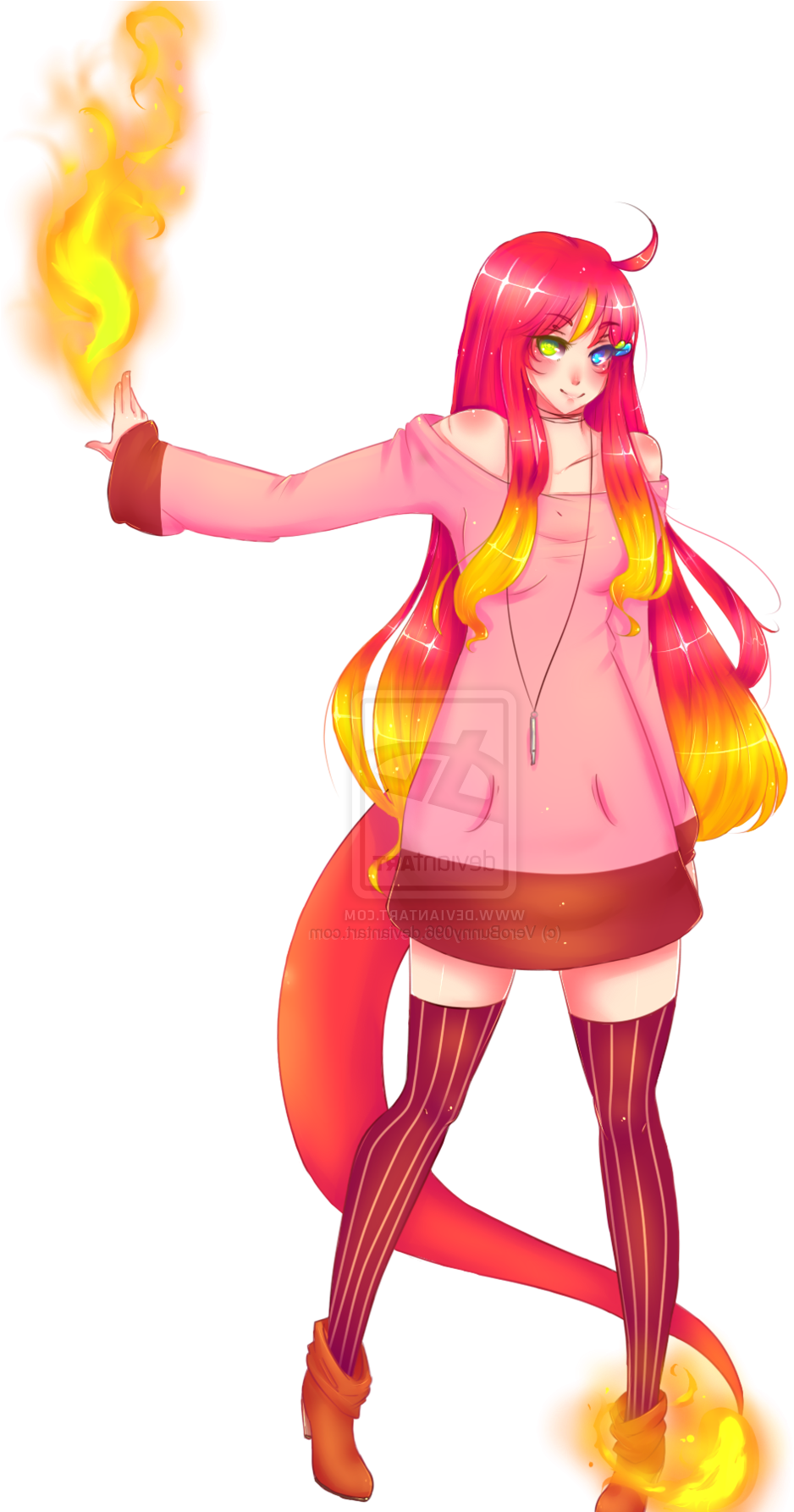 Emma Charmeleon Gijinka By Chronnellian On Deviantart (973x1785), Png Download