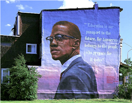 Martin Luther King Jr - Malcolm X Mural Philly (608x342), Png Download