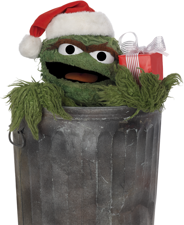 Oscar The Grouch As Santa Claus - Sesame Street Oscar Christmas (700x862), Png Download