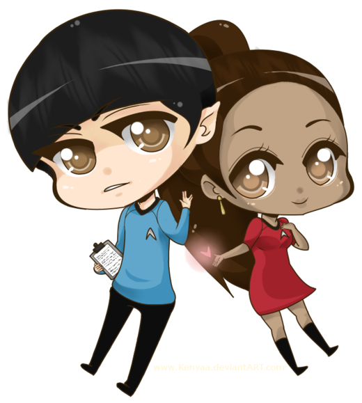 Jpg Library Download Get Spockin By Kenyaa On Deviantart - Spock E Uhura Anime (900x701), Png Download