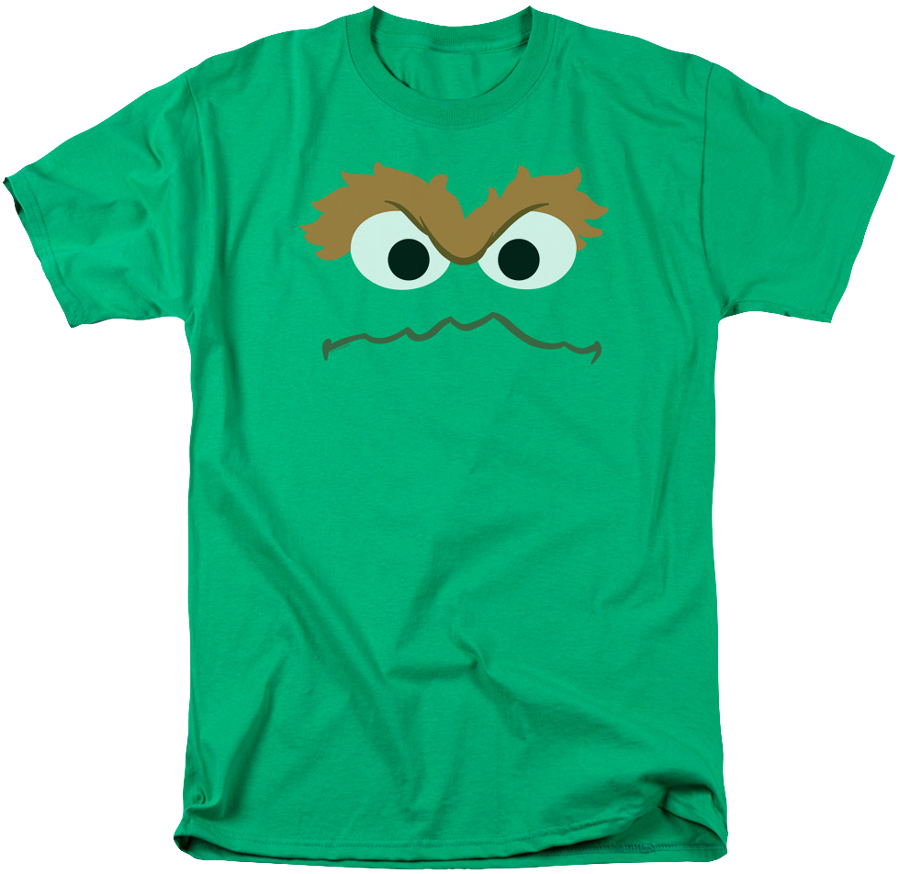 Oscar The Grouch Face Sesame Street T-shirt - T Shirt Comics Dc Harley Quinn (900x874), Png Download