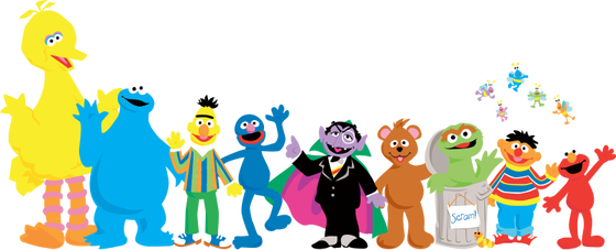 Sesame Street Clipart Png - Sesame Street Characters Animation (560x227), Png Download