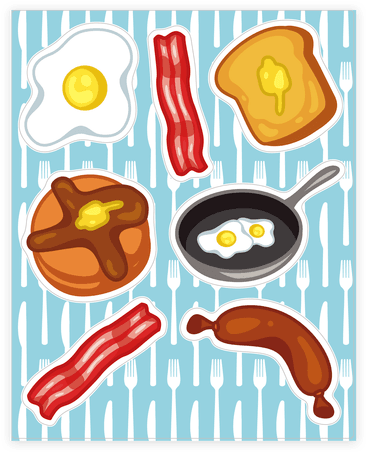 Breakfast Food Sticker/decal Sheet - Breakfast (484x484), Png Download