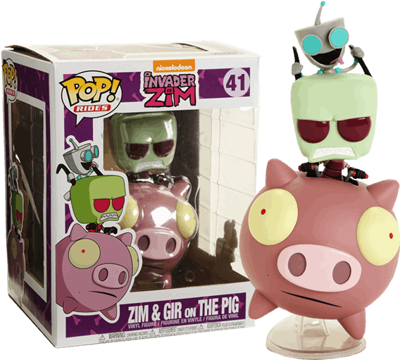 Zim & Gir On The Pig Pop Ride Vinyl Figure - Invader Zim Funko Pop (600x600), Png Download