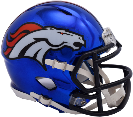 Denver Broncos Chrome Riddell Speed Replica Full Size - Broncos Helmet (600x522), Png Download