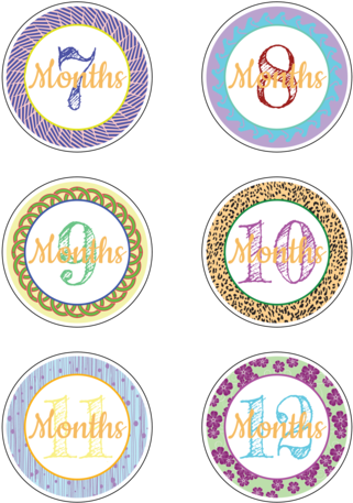 Baby Age Milestone Sticker Label Months - Personalized Spiral Notebook (banner Grad) (386x500), Png Download