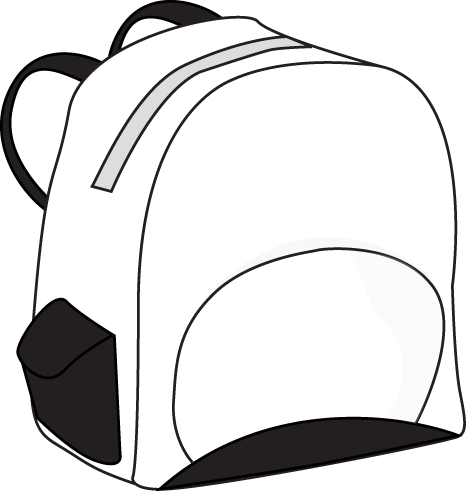 Backpack Clipart Black And White - Backpack Clipart Black And White Vector (466x491), Png Download