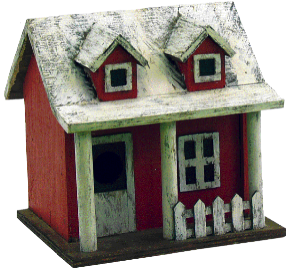 Picket Fence Cottage Birdhouse - Picket Fence Cottage Birdhouse, Fencing & Barriers, (601x563), Png Download