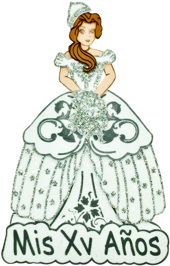 8" Quinceanera Foami Figurine - Xv Años En Punto De Cruz (675x950), Png Download