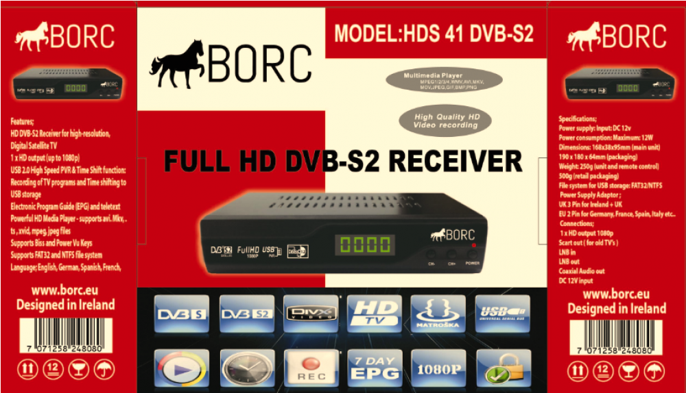 Borc Hd Dvb-s2 Pvr Satellite Receiver - Dvb-s2 (1000x1000), Png Download
