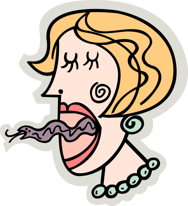 Vector Illustration Of Hypocrite Speaks With Duplicitous - Mulher Lingua De Cobra (640x700), Png Download