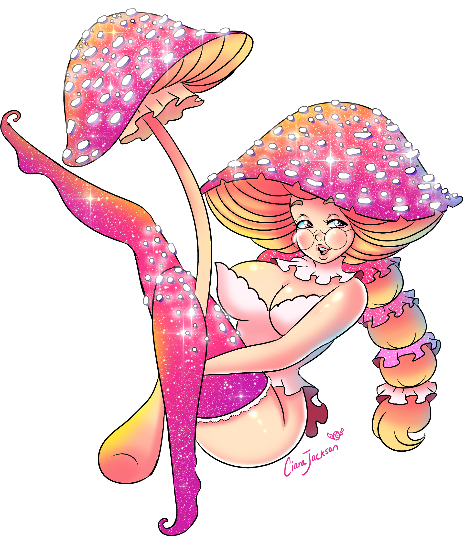 Just Finished A Mushroom Pin Up~ - Cartoon (1961x2216), Png Download