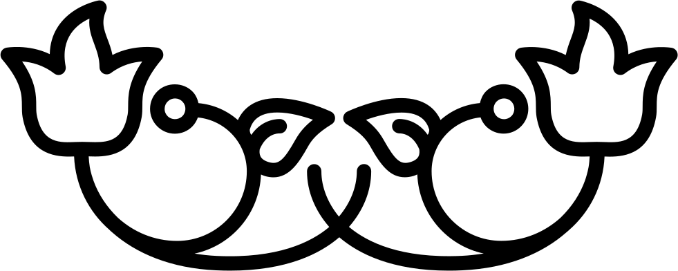 Floral Design With Two Flower At Sides And Branches - Design In Flower Outlines (981x392), Png Download