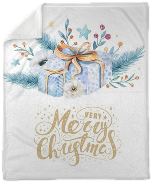 Merry Christmas Watercolor Cards With Floral Elements - Merry Christmas Watercolor Floral (400x400), Png Download