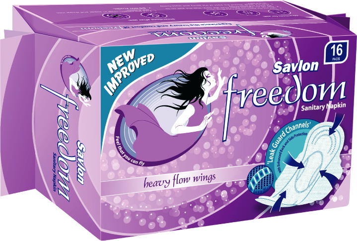 16 Pads , 290 Mm - Freedom Sanitary Napkin (719x485), Png Download