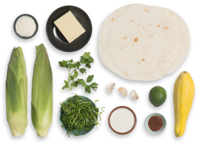 Summer Squash Quesadillas With Elote-style Corn & Pea - Green Pea (700x477), Png Download