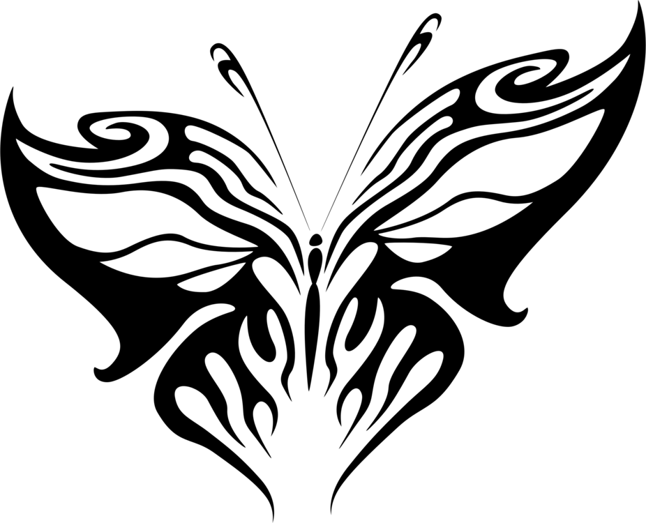 Drawing Butterfly Abstract Art Line Art Download Free - กราฟฟิก ขาว ดํา สวย ๆ (926x750), Png Download
