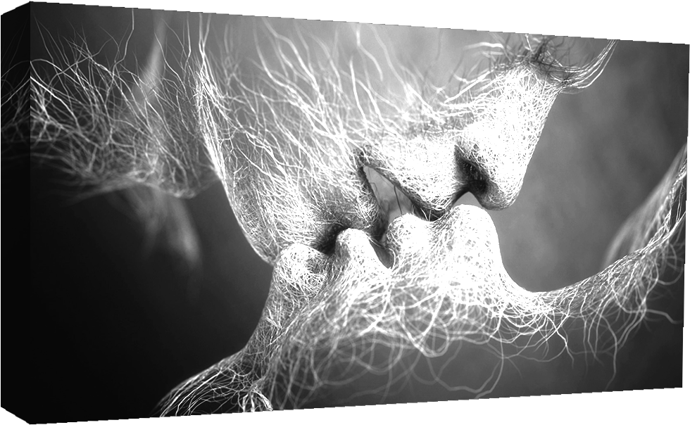 Love Kiss Abstract Bw - Black & White Love Kiss Abstract Art (1100x619), Png Download