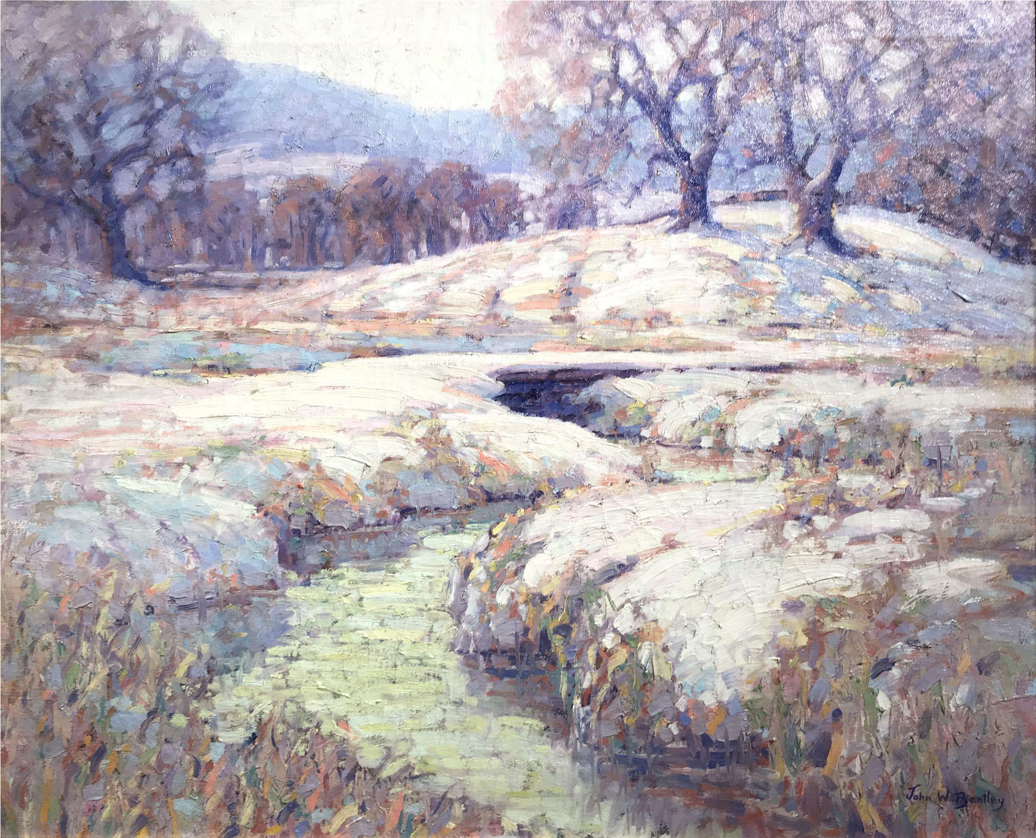 John William Bentley Oil Painting Winter Landscape - Oil Painting (2048x2048), Png Download