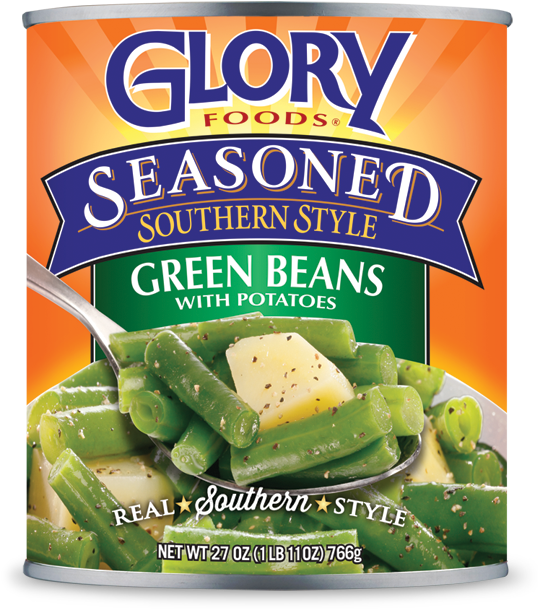 Seasoned Green Beans With Potatoes - Glory Foods Seasoned Southern Style Italian Green Beans (600x700), Png Download