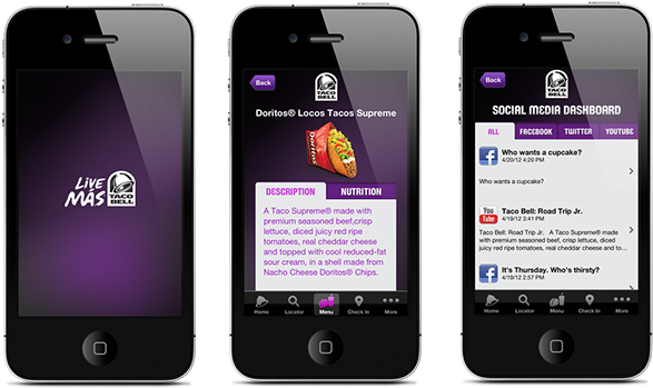 Taco Bell Mobile App - Iphone 4 (600x352), Png Download