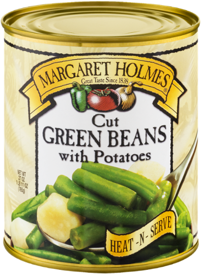Cut Green Beans With Potatoes - Margaret Holmes Seasoned Collard Greens - 14.5 Oz Can (463x600), Png Download