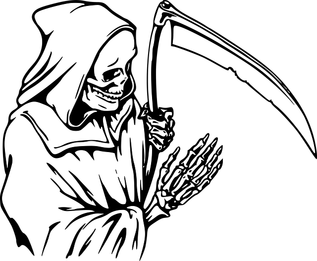 Black And White Grim Reaper (640x527), Png Download