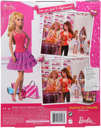 Barbie Doll And Accessories Set - Barbie Fashion Night Looks - Pink And Black Cheetah (340x510), Png Download