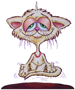 Pastel Cartoon Yogi Cat - Pastel (327x378), Png Download