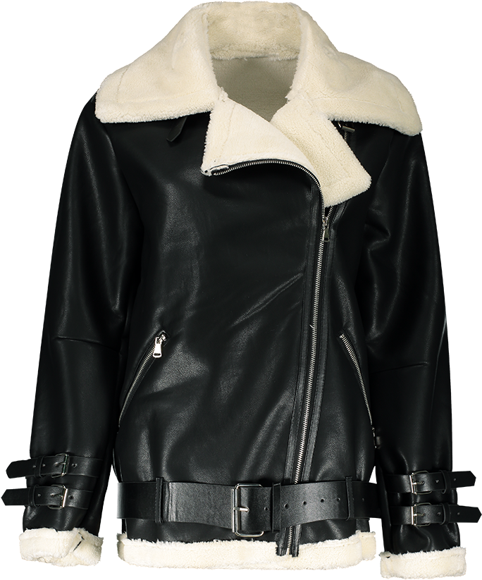 Fur Lined Leather Jacket Png Image - Coat (700x931), Png Download