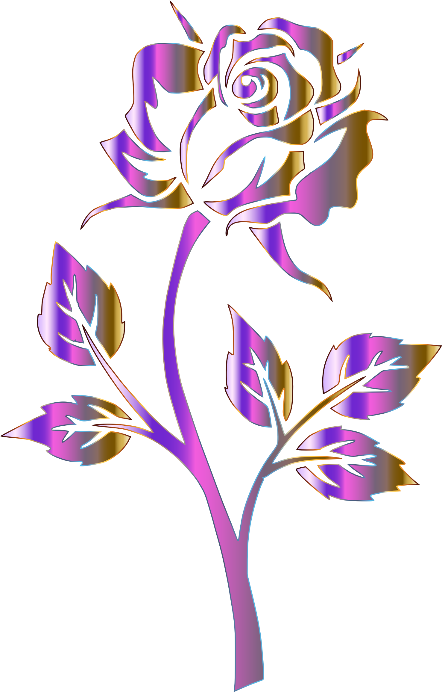 Polychromatic Rose Silhouette No Background Clip Art - Red Rose Logo Transparent Background (1477x2310), Png Download