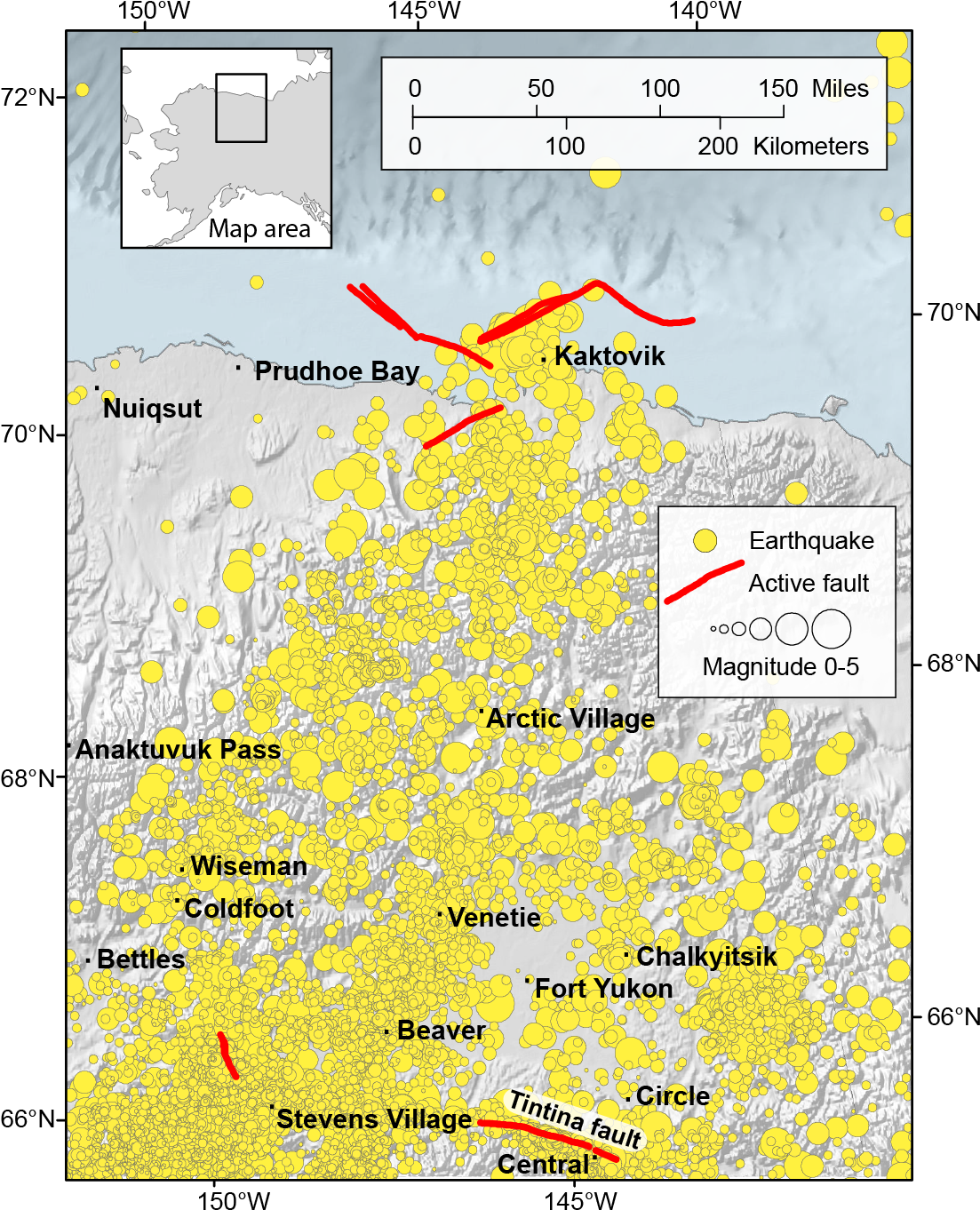 Earthquake Map Of Northeast Alaska - Alaska (1200x1500), Png Download