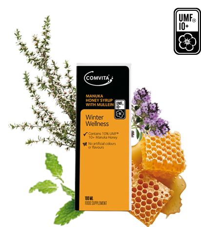 All Natural Cough Syrup - Comvita Manuka Honey Syrup With Mullein (100 Ml) (420x480), Png Download