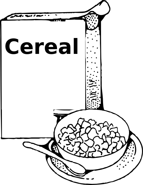 Breakfast Clipart Black And White - Clip Art Black And White Cereal (462x594), Png Download