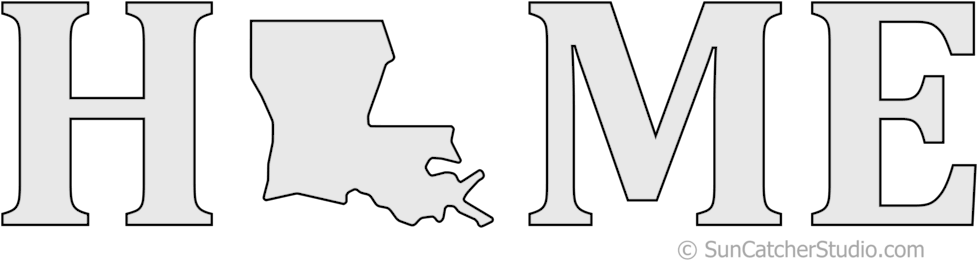 Louisiana Home Stencil Pattern Shape State Stencil - Pattern (1020x275), Png Download