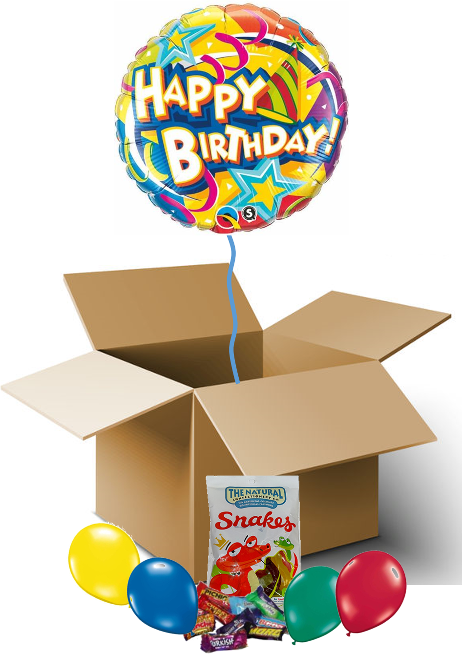 Happy Birthday Balloon In A Box - Natural Confectionery Co Snakes 260g Bag (945x1361), Png Download