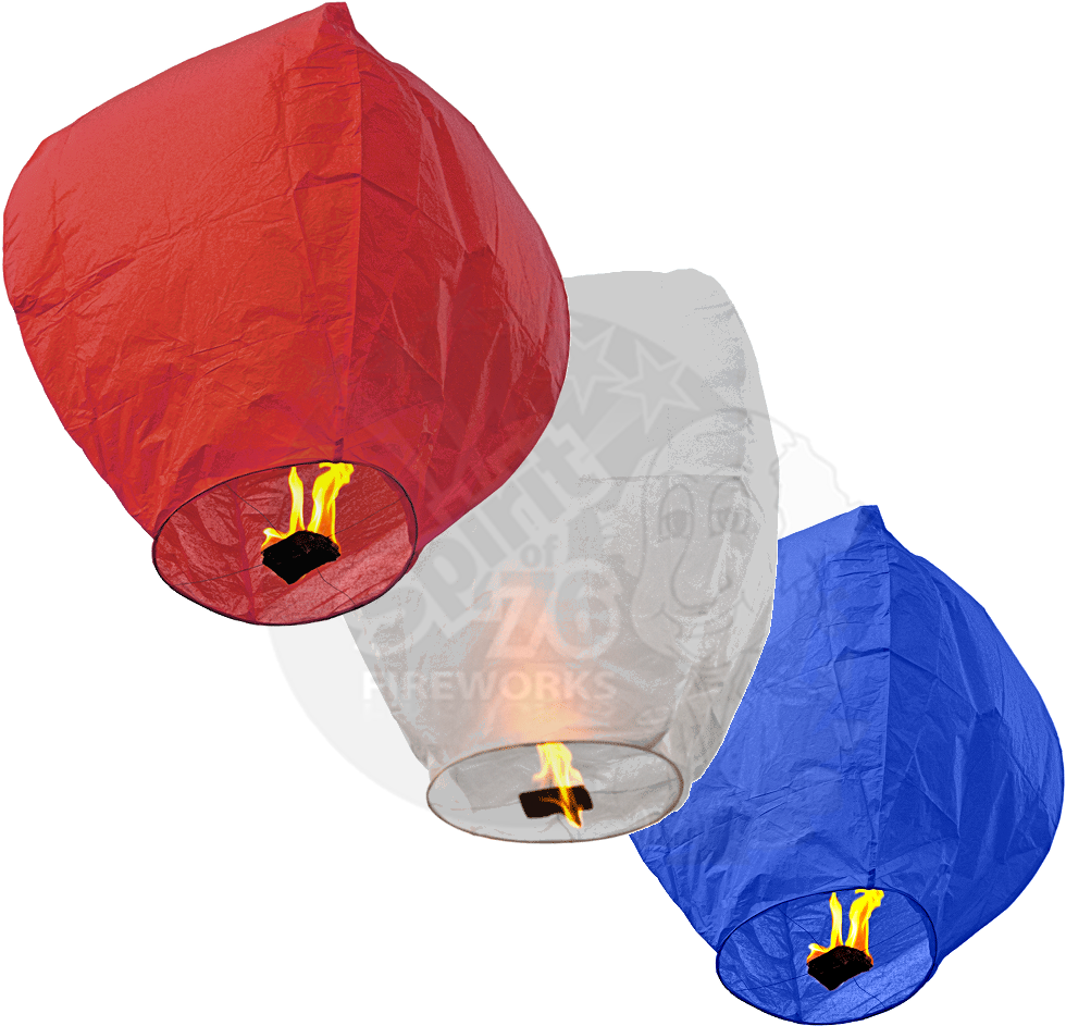 Red White Blue Sky Lantern (1000x1000), Png Download