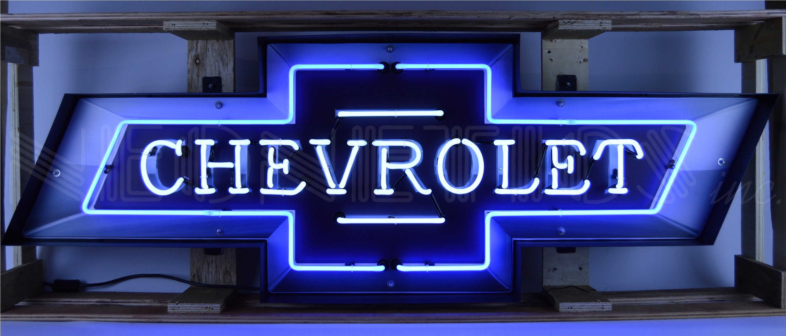 5 Foot Chevrolet Bowtie Neon Sign In Steel Can 9chvbo - Chevrolet (3000x3000), Png Download