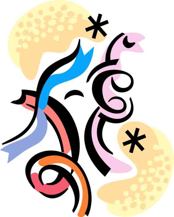 Vector Illustration Of Party Celebration Streamers - Valentine's Day (564x700), Png Download