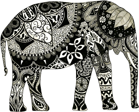 Elephant, Animal, And Art Image - Indian Elephants Patterns (500x423), Png Download