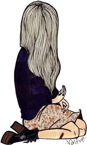 Tumblr Transparent Hipster Hipster Tumblr Related Keywords - Drawing Of A Shy Girl (382x498), Png Download