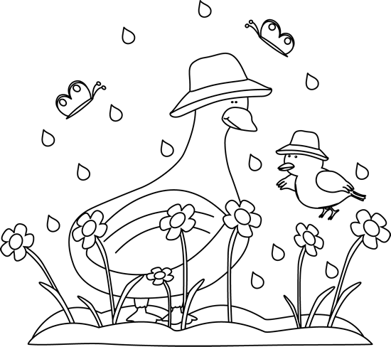 Rainy Season Drawing At Getdrawings - Black And White Spring Clip Art (550x488), Png Download