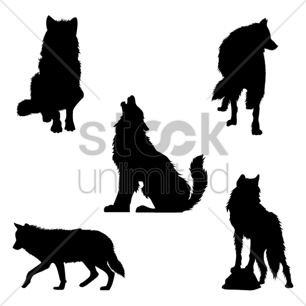 Wolf Silhouette Clipart Dog Clip Art - Wolf Silhouette (600x600), Png Download