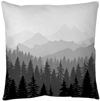 Panorama Of Mountains And Forest Silhouette - Forest Mountain Silhouette (400x400), Png Download