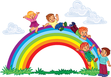 Carefree Young Children Slide Down The Rainbow, Cute, - Rainbow Sliding Illustration (360x360), Png Download