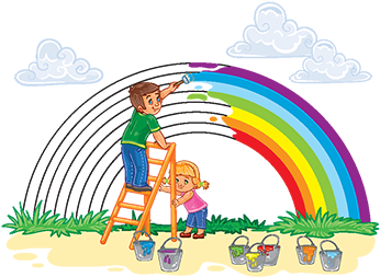 Carefree Young Children Paint A Rainbow Of Colors, - Rainbow (360x360), Png Download
