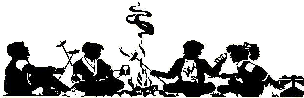 Children Sitting Around A Campfire - Sitting Around Campfire Silhouette (617x210), Png Download