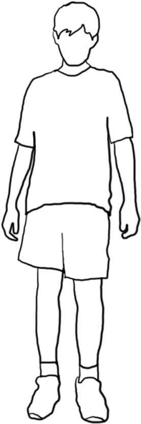 White Silhouette Boy Black Stroke - White Silhouette Of A Boy (318x866), Png Download